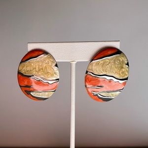 Vintage Oval Enamel Earrings